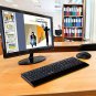 Wireless Keyboard and Mouse Combo Full-Size Keyboard Portable Optical Mice Black