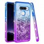 LG V40 Glitter Case Slim Liquid Floating Soft Silicone Series Bling Blue Purple