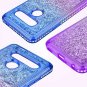 LG V40 Glitter Case Slim Liquid Floating Soft Silicone Series Bling Blue Purple