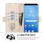 Samsung Galaxy Note 8 Wallet Case Card Slots Mirror PU Leather Strap Slim Gold