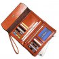 Rfid women's wallets ladies Leather Wristlet organizer with phone slot large cap