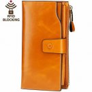 Itslife Women's RFID Blocking Large Capacity Luxury Wax Genuine Leather Cluth