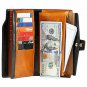 Itslife Women's RFID Blocking Large Capacity Luxury Wax Genuine Leather Cluth