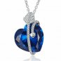 Caperci Cupid's Arrow Created Gemstone Blue Sapphire Heart Pendant Necklace for