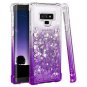 Samsung Galaxy Note 9 Case Bling TPU Quicksand Glitter Bumper Shockproof Purple
