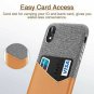 iPhone XR Wallet Case Soft Fabric Premium PU Card Holder Leather Gray Brown