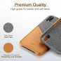iPhone XR Wallet Case Soft Fabric Premium PU Card Holder Leather Gray Brown