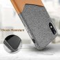 iPhone XR Wallet Case Soft Fabric Premium PU Card Holder Leather Gray Brown