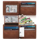 Travel Wallet for Men Genuine Leather 2 ID Window RFID Top Flip Extra Capacity