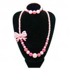 LightOnIt Girls Jewelry  for Little Girls Kids Toddlers  Ruby Pink Beads Bow