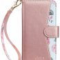 IPhone 8 Plus Case Wallet PU Leather Kickstand Card Holder Rose Gold Floral NEW