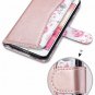 IPhone 8 Plus Case Wallet PU Leather Kickstand Card Holder Rose Gold Floral NEW