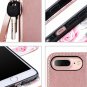 IPhone 8 Plus Case Wallet PU Leather Kickstand Card Holder Rose Gold Floral NEW