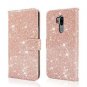 LG G7 Wallet Case PU Leather Glitter Sparkle Card Slots Wrist Strap Rose Bling
