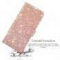 LG G7 Wallet Case PU Leather Glitter Sparkle Card Slots Wrist Strap Rose Bling