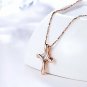 BLOOMCHARM Open Your Heart Cross Necklace Pendant, Cubic Zirconia Jewelry, Birth