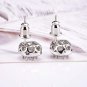 Valentine's Day Gift, Stud Earrings, Silver Plated Rhinestone Crystal Halo Cu