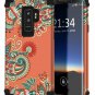 Samsung Galaxy S9 Plus Shockproof Case Full Body Protective Hybrid Flower Orange