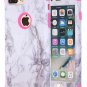 IPhone 8 Plus Case Shockproof Dual Layer TPU PC Hybrid Armor White Marble Pink