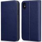 IPhone Xs Wallet Case Genuine Leather Kickstand Card Slots Magnetic Closure Blue