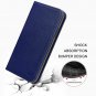 IPhone Xs Wallet Case Genuine Leather Kickstand Card Slots Magnetic Closure Blue