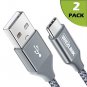 BrexLink USB Certified Type C Cable, USB C to USB A Charger (6.6ft, 2 Pack), Nyl