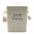 Dog Food Storage For Pets With Scoop Retro Style Made Of Enamel Durable Cream
