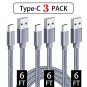USB Type C Cable OULUOQI USB C Cable 3 Pack(6ft) Nylon Braided Fast Charger Cord