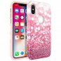 iPhone Xs Slim Case TPU Hybrid Dual-Layer Shockproof Glitter Bling Sparkly Pink