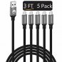 USB Type C Cable 5Pack 3FT,SMALLElectric Nylon Braided USB Type A to C Fast Cha