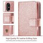 iPhone Xs Wallet Glitter Case PU Leather Hard PC Shockproof Credit Card Pink New