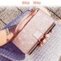 Samsung Galaxy Note 9 Glitter Case Leather Women Wrist Strap Wallet Sparkle Pink