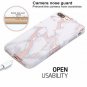 iPhone 7 Plus Case, Shiny Rose Gold White Marble Design, Clear Bumper Ma