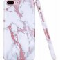 iPhone 7 Plus Case, Shiny Rose Gold White Marble Design, Clear Bumper Ma