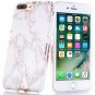 iPhone 7 Plus Case, Shiny Rose Gold White Marble Design, Clear Bumper Ma
