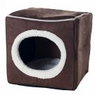 Pet Bed For Cat Dog And Puppy Warm Soft Removable Pillow Cave Indoor Brown New