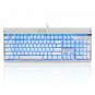 Gaming Illuminated Wired Keyboard LED Backlit Aluminium Blue Switch For PC White
