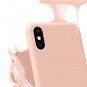 iPhone Xs MAX Case Liquid Silicone Gel Rubber Shockproof Soft Microfiber Pink