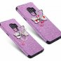 Samsung Galaxy S9 Plus Glitter Case Shock Absorbing TPU Rubber Kickstand Purple