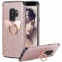 Samsung Galaxy S9 Plus Glitter Case Shock Absorbing Rubber Kickstand Rose Gold