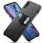 iPhone XR Wallet Case Soft Fabric Premium PU Card Holder Leather Charcoal Black