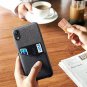 iPhone XR Wallet Case Soft Fabric Premium PU Card Holder Leather Charcoal Black