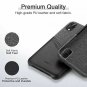 iPhone XR Wallet Case Soft Fabric Premium PU Card Holder Leather Charcoal Black
