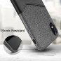 iPhone XR Wallet Case Soft Fabric Premium PU Card Holder Leather Charcoal Black