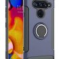 LG V40 ThinQ Case Tempered Glass Screen Protector, HanhuaTC Ring Kickstand Magne