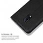 OnePlus 6T Case Wallet Classic Leather Folding Flip Protective Shockproof Black