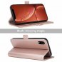 iPhone XR Leather Wallet Case Detachable with 3 Card Slots Kickstand Rose Gold