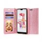 Huawei P20 Pro Case Flip Wallet Mirror Glitter Heavy DutyShock Resistant Pink