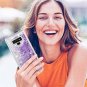 Samsung Galaxy Note 9 Case Girls Sparkle Floating Glitter Liquid Bumper Purple