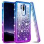 LG G7 Case Glitter Bling Sparkle Liquid Floating SLim Shockproof Blue Purple